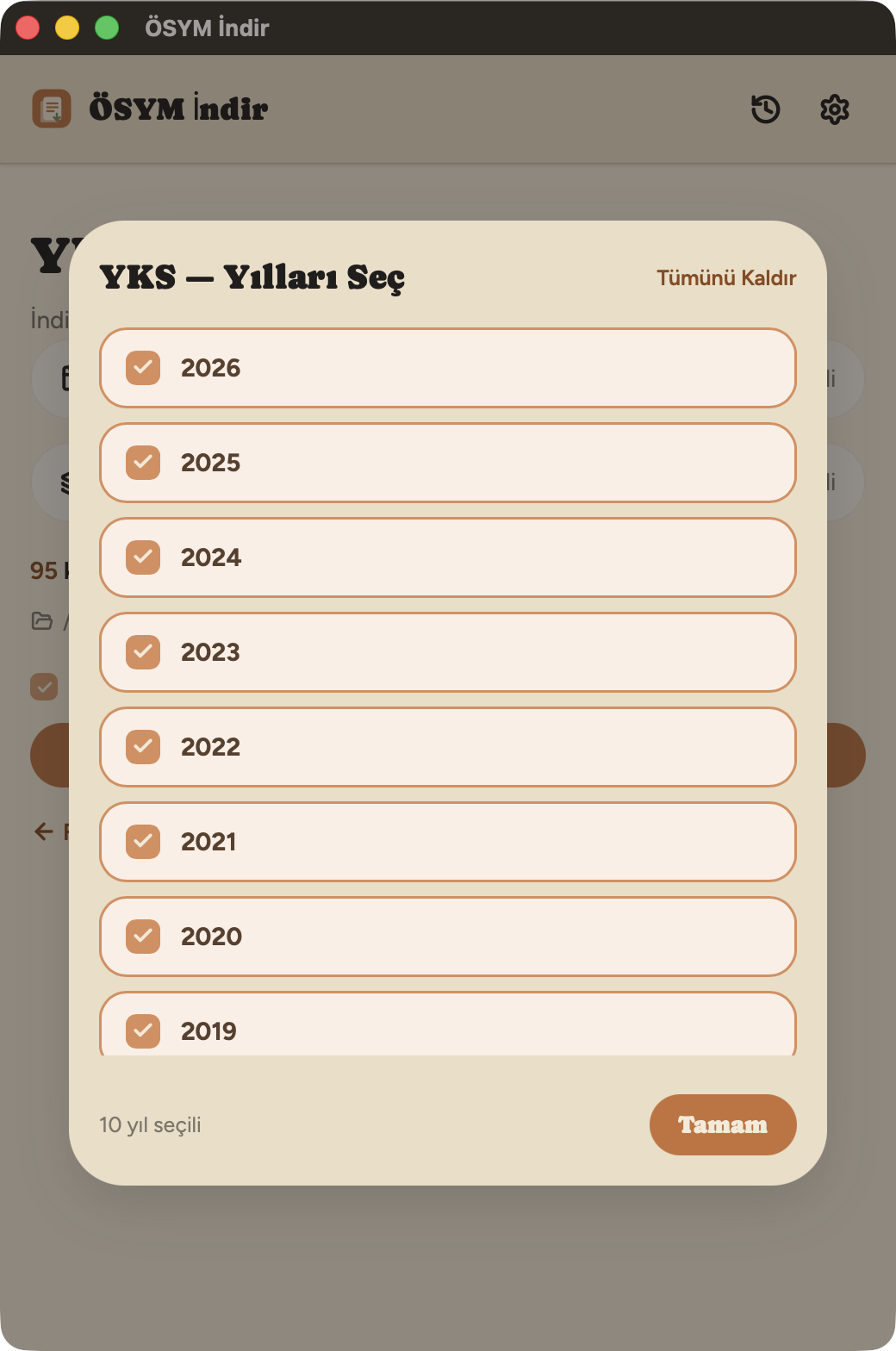 Yıl seçimi